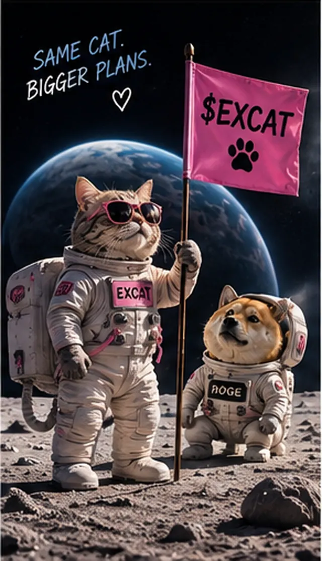 EXCAT planting her flag on the moon with DOGE watching